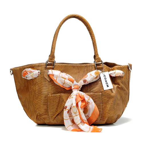 Coach Embossed Scarf Medium Brown Totes DFJ | Women